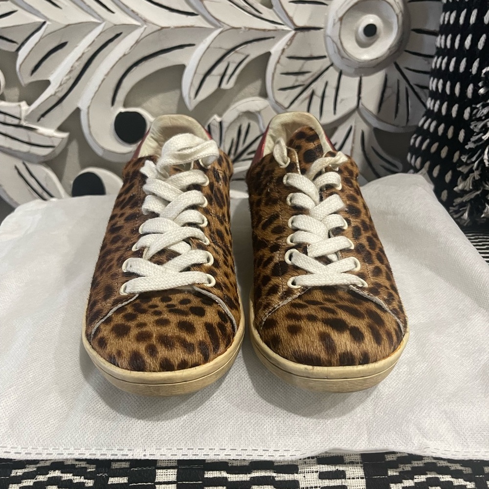 Isabel Marant Leopard Sneaker Distressed Sneakers